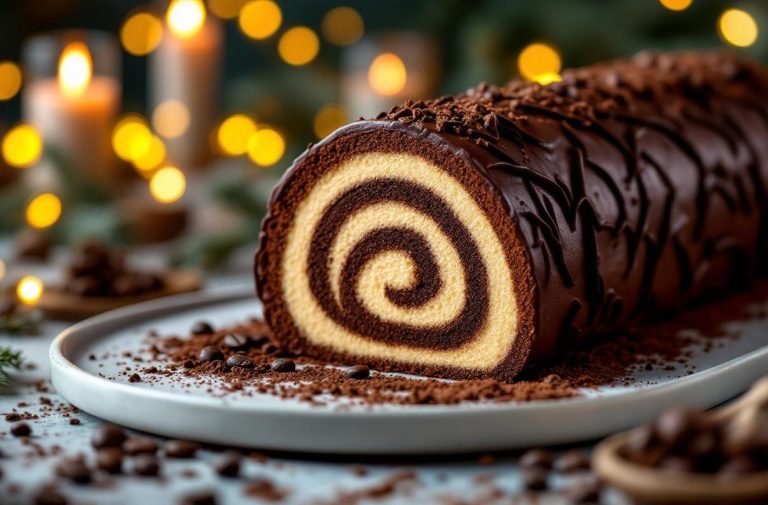Cette bûche chocolat-café ultra fondante fait l’unanimité à Noël : chaque bouchée est un vrai moment de fête